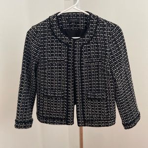 Ann Taylor Tweed Jacket black white 2 petite
